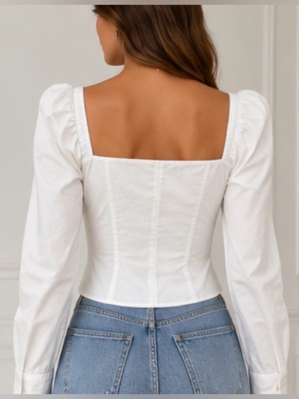 NWT LULUS WHITE COTTON PUFF SLEEVE SQUARE NECK BLOUSE XL ROMANTIC COTTAGECORE - Picture 3 of 10